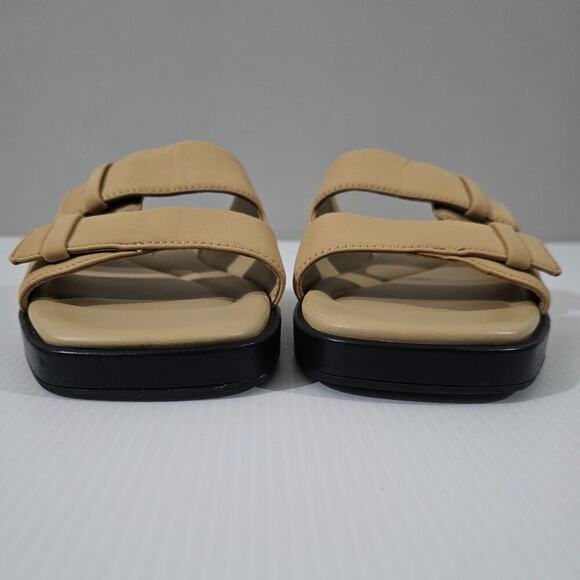 NEW Vince Rhode Sandal Dual Strap Slip On Slide Farro Tan Size 9.5 - Picture 4 of 13